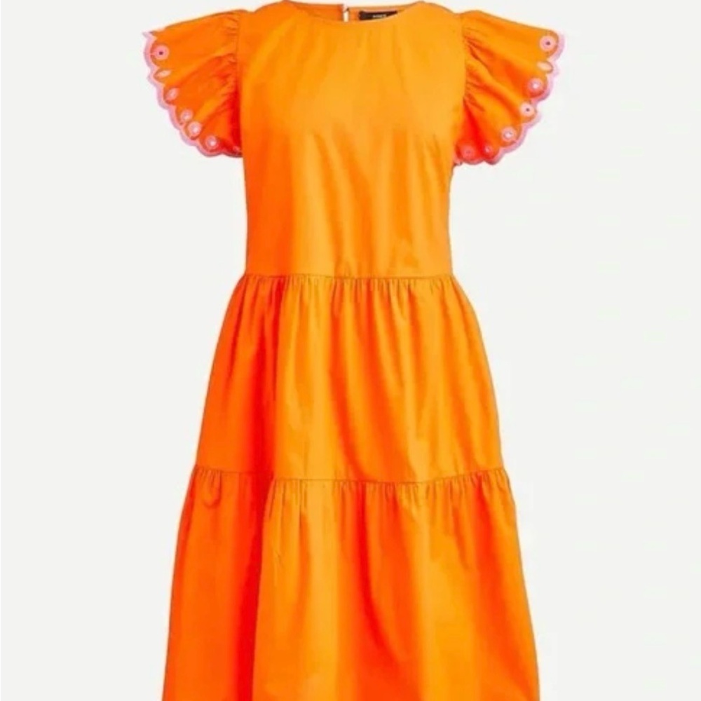 Bright Tiered Dress with Eyelet Ruffle Sleeves Rare 2021 piece *small spot